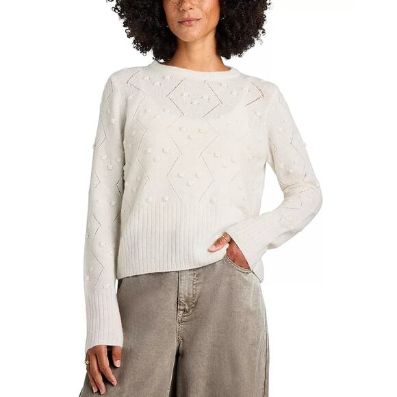 Splendid Women White Cozy Soft Knit Julia Diamond Classic Sweater Size M - Picture 1 of 5